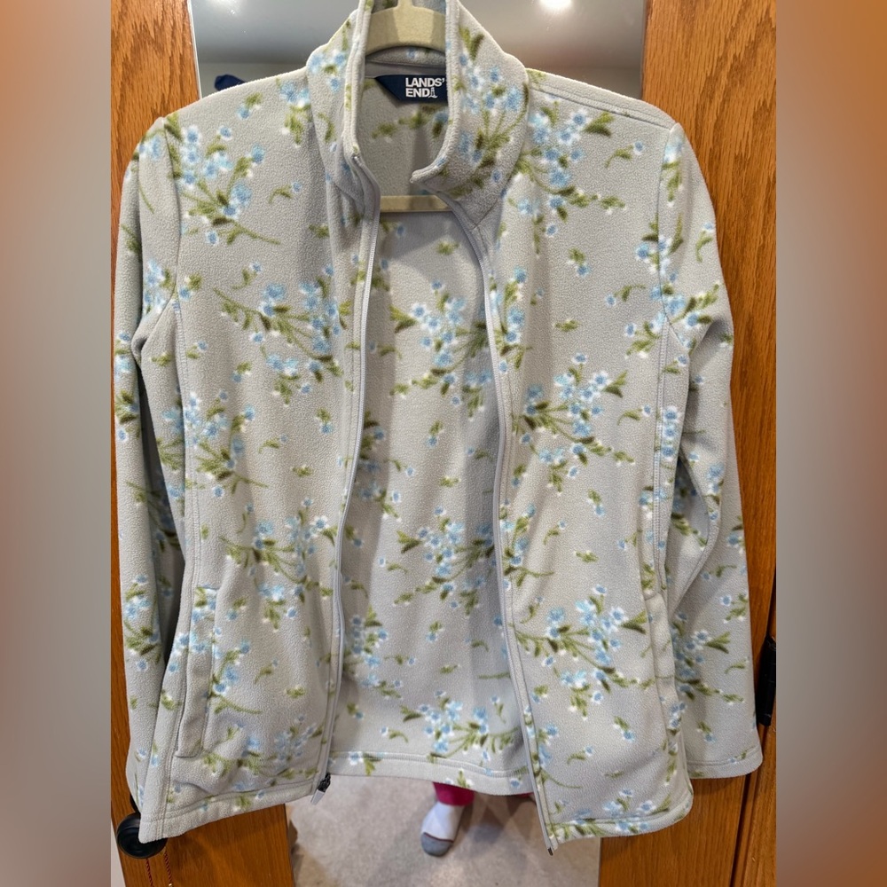 Lands' End Women's Floral Fleece Jacket -S